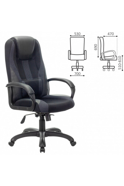 Кресло компьютерное Brabix Premium Rapid GM-102 до 180 кг, экокожа/ткань, черно-серое 532105 Кресло компьютерное Brabix Premium Rapid GM-102 до 180 кг, экокожа/ткань, черно-серое 532105