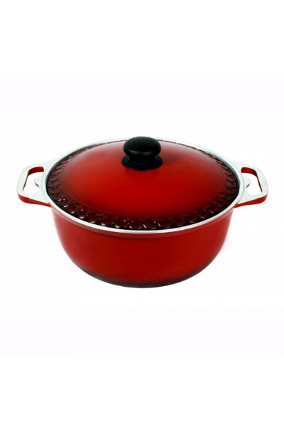 Кастрюля с крышкой Силумин Эмаль Азиатка 6л (ЭКА06)