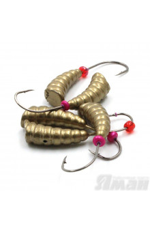 Мормышка литая Яман Личинка, 2,9 г, Kumho №82, цвет золото (5 шт.) Я-МРЛ55