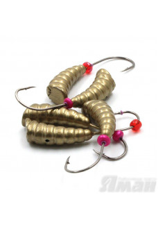 Мормышка литая Яман Личинка, 2,9 г, Kumho №82, цвет золото (5 шт.) Я-МРЛ55