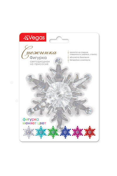 Фигурка светодиодная Vegas Снежинка с батарейкой, на присоске 9,5х9,5 см, 24V 55055