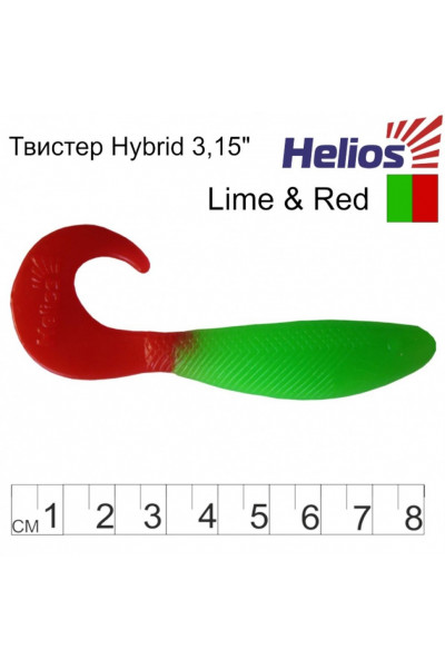 Твистер Helios Hybrid 3,15/8,0 см, цвет Lime & Red 7 шт HS-14-021 Твистер Helios Hybrid 3,15/8,0 см, цвет Lime & Red 7 шт HS-14-021