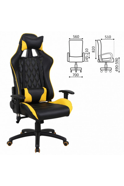 Кресло компьютерное Brabix GT Master GM-110 экокожа, черно-желтое 531927 Кресло компьютерное Brabix GT Master GM-110 экокожа, черно-желтое 531927