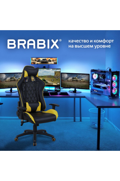 Кресло компьютерное Brabix GT Master GM-110 экокожа, черно-желтое 531927 Кресло компьютерное Brabix GT Master GM-110 экокожа, черно-желтое 531927