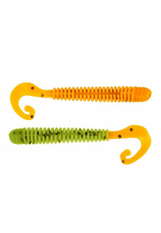 Твистер Helios Credo Long Body 2,95"/7,5 см, цвет Pepper Green & Orange 12 шт HS-9-018