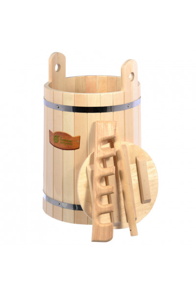 Кадка для воды и солений Банные Штучки с замком и гнетом липа 30 л 32690 Кадка для воды и солений Банные Штучки с замком и гнетом липа 30 л 32690