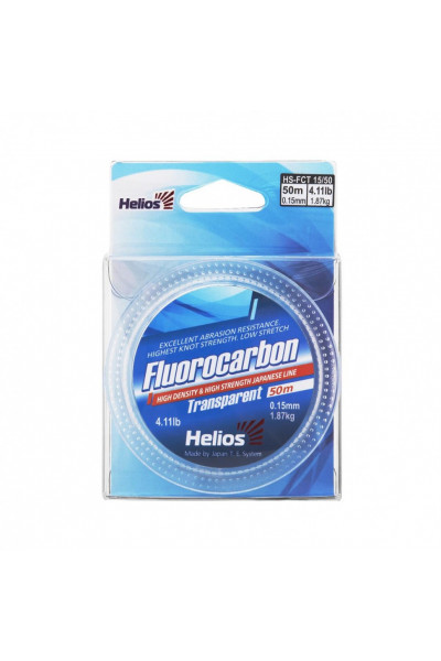 Леска флюорокарбон Helios Fluorocarbon 0,15мм 50м Transparent HS-FCT 15/50 Леска флюорокарбон Helios Fluorocarbon 0,15мм 50м Transparent HS-FCT 15/50