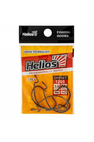 Крючок офсетный Helios №3/0 цвет BN (5 шт) HS-1205-3/0 Крючок офсетный Helios №3/0 цвет BN (5 шт) HS-1205-3/0