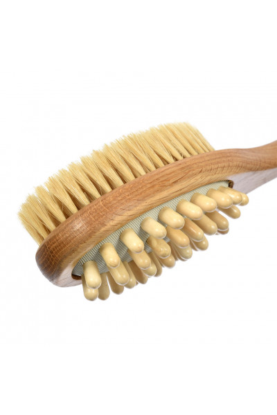 Щетка массажная для тела Банные Штучки Антицеллюлит двусторонняя с импульсным массажером 45 см 41333