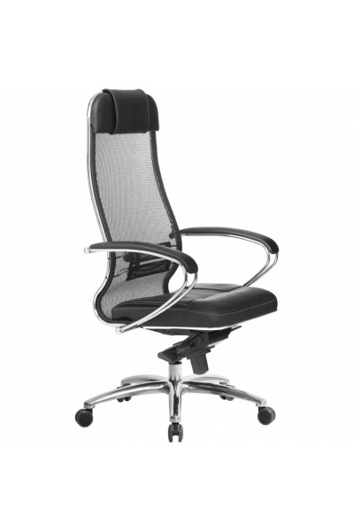 Кресло руководителя Metta Samurai SL-1.04 сетка/кожа, черное 531528 Кресло руководителя Metta Samurai SL-1.04 сетка/кожа, черное 531528