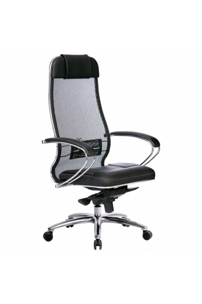 Кресло руководителя Metta Samurai SL-1.04 сетка/кожа, черное 531528 Кресло руководителя Metta Samurai SL-1.04 сетка/кожа, черное 531528