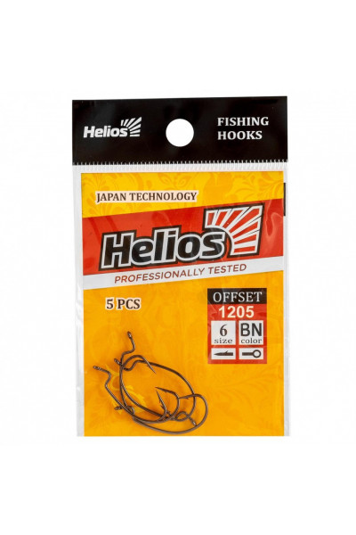 Крючок офсетный Helios №6 цвет BN (5 шт) HS-1205-6 Крючок офсетный Helios №6 цвет BN (5 шт) HS-1205-6