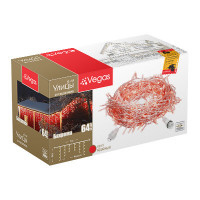 Уличная светодиодная гирлянда (красный свет) Vegas Бахрома 64 LED, 12 нитей, 2х1 м, 24V 55015