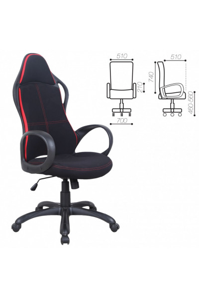 Кресло офисное Brabix Premium Force EX-516 ткань, черно-красное 531571 Кресло офисное Brabix Premium Force EX-516 ткань, черно-красное 531571