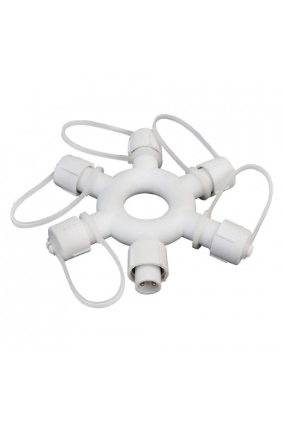 Разветвитель для уличных светодиодных гирлянд Vegas кольцо 1 вход 5 выходов, 24V 55043 Разветвитель для уличных светодиодных гирлянд Vegas кольцо 1 вход 5 выходов, 24V 55043