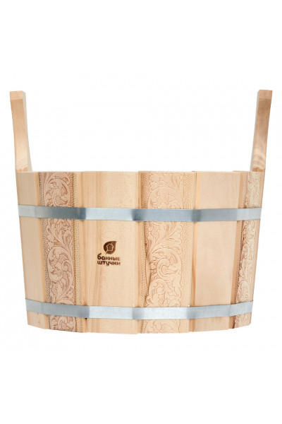 Ушат/шайка для бани Банные Штучки Цветочный Орнамент с пластиковой вставкой липа 9 л 32696 Ушат/шайка для бани Банные Штучки Цветочный Орнамент с пластиковой вставкой липа 9 л 32696