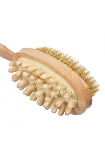 Щетка массажная для тела Банные Штучки двусторонняя с импульсным массажером 42 см 40049 Щетка массажная для тела Банные Штучки двусторонняя с импульсным массажером 42 см 40049