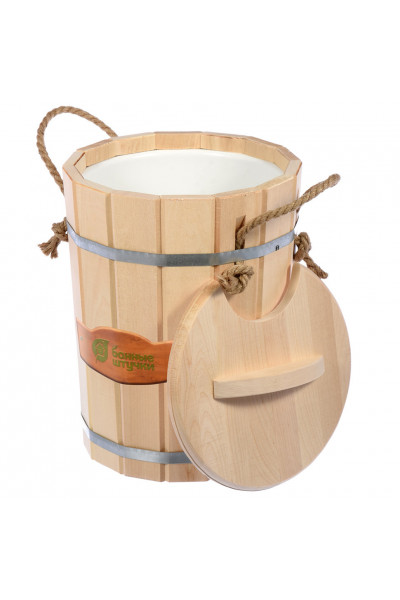 Запарник с крышкой Банные Штучки с пластиковой вставкой липа 9 л 32052 Запарник с крышкой Банные Штучки с пластиковой вставкой липа 9 л 32052