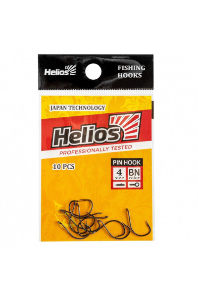 Крючок Helios Pin hook с кольцом №4 цвет BN (10 шт) HS-PH-BN-4 Крючок Helios Pin hook с кольцом №4 цвет BN (10 шт) HS-PH-BN-4