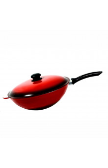 Сковорода вок с крышкой Силумин Эмаль 4л d300 (ЭW30уpк)