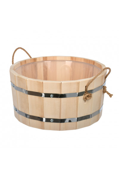 Ушат шайка для бани Банные Штучки С легким паром, с пластиковой вставкой липа 10 л 31138