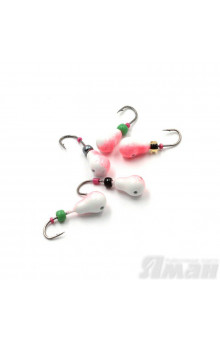 Мормышка литая Яман Груша, 0,5 г, Kumho №26, цвет фц. красный с/накопит. (5 шт.) Я-МР1245ФКС