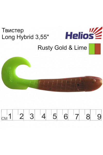 Твистер Helios Long Hybrid 3,55/9,0 см, цвет Rusty Gold & Lime 7 шт HS-15-017 Твистер Helios Long Hybrid 3,55/9,0 см, цвет Rusty Gold & Lime 7 шт HS-15-017