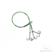 Поводок сталь/нейлон Namazu зел, D0,42 мм, 40 см, тройник № 2, до 23 кг 3 шт N-LS42-40TR2L