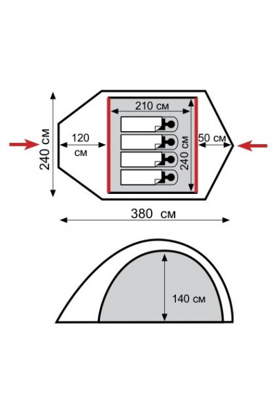 Палатка Tramp Mountain 4 (V2) TRT-24 серая Палатка Tramp Mountain 4 (V2) TRT-24 серая