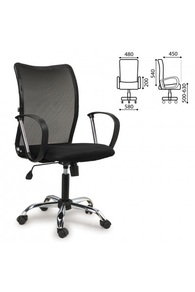 Кресло офисное Brabix Spring MG-308 сетка/ткань, черное TW 531403