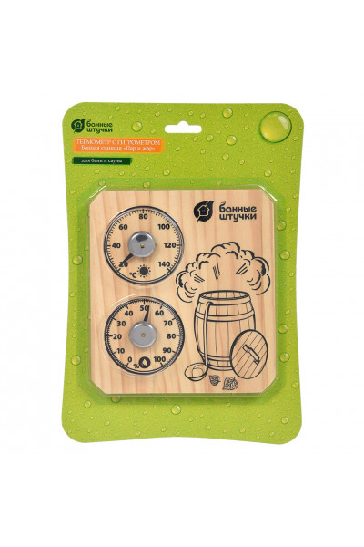 Термометр с гигрометром для бани и сауны Банная станция Пар и жар 18045