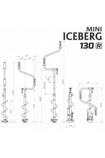 Ледобур Iceberg Mini 130R v3.0 (диаметр 130 мм) двуручный, правый, полукруглые ножи Ледобур Iceberg Mini 130R v3.0 (диаметр 130 мм) двуручный, правый, полукруглые ножи