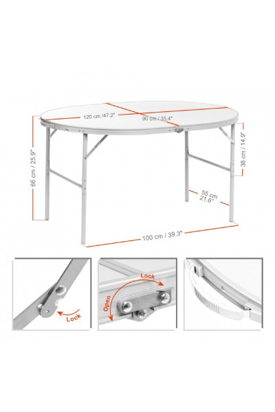 Стол складной алюминиевый овальный Helios Т-21407M Стол складной алюминиевый овальный Helios Т-21407M