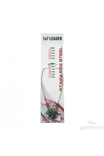 Поводок сталь Namazu D0,30 мм, 30 см, до 11 кг 5 шт N-17LS30-30L