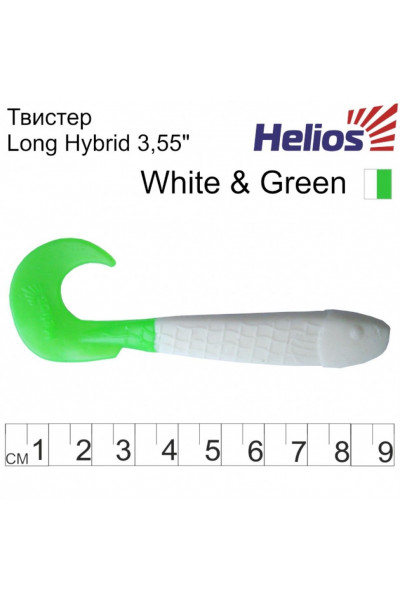 Твистер Helios Long Hybrid 3,55/9,0 см, цвет White & Green 7 шт HS-15-016 Твистер Helios Long Hybrid 3,55/9,0 см, цвет White & Green 7 шт HS-15-016