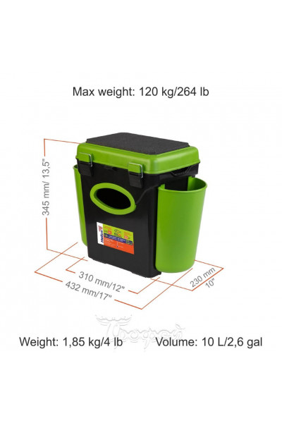 Ящик для зимней рыбалки Helios FishBox односекционный 10л зеленый