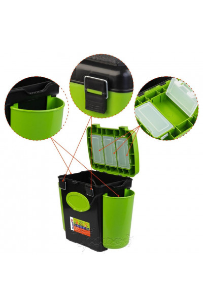 Ящик для зимней рыбалки Helios FishBox односекционный 10л зеленый