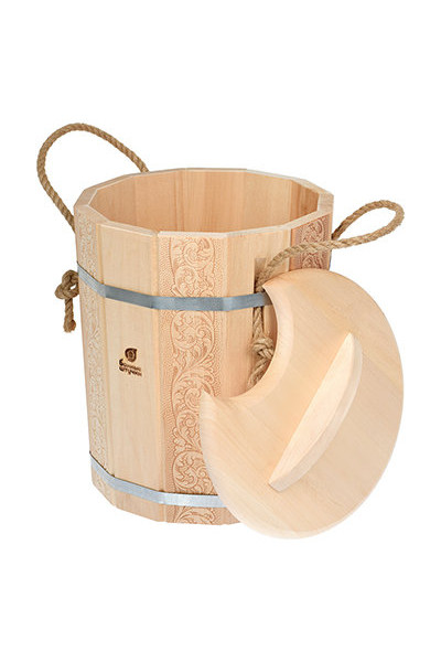 Запарник с крышкой Банные Штучки Цветочный Орнамент липа 10 л 32694