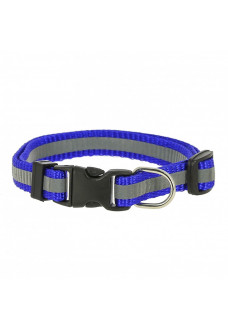 Ошейник светоотражающий нейлон Каскад с пряжкой-защелкой 1,5 см на шею 33-40 см, синий