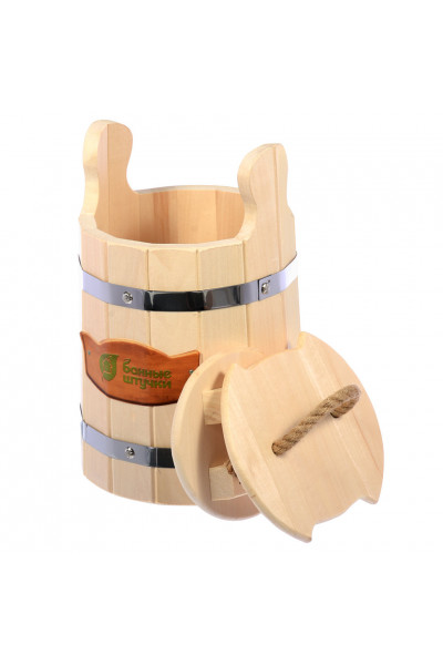 Кадка для воды и солений Банные Штучки с крышкой и гнетом липа 5 л 32701