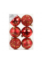 Набор ёлочных шаров INGE'S Christmas Decor 81075G003 d 8 см, красный (6 шт)