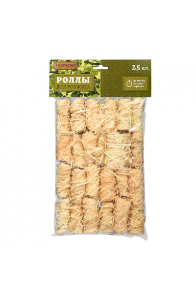 Роллы для розжига мангалов, барбекю, каминов и печей Boyscout 25 шт 61139 Роллы для розжига мангалов, барбекю, каминов и печей Boyscout 25 шт 61139