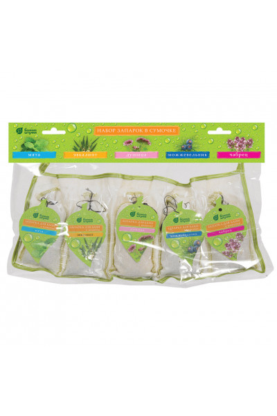 Набор запарок в сумочке Банные штучки (мята, эвкалипт, душица, можжевельник, чабрец) 5 шт 32160 Набор запарок в сумочке Банные штучки (мята, эвкалипт, душица, можжевельник, чабрец) 5 шт 32160