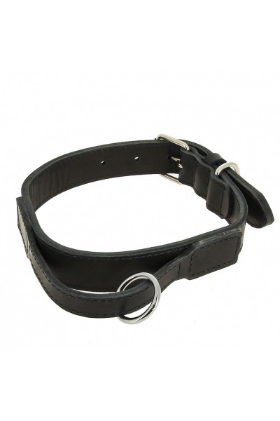 Ошейник кожаный двойной с ручкой Каскад 3,5 см на шею 50-65 см