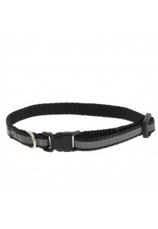 Ошейник светоотражающий нейлон Каскад с пряжкой-защелкой 1,5 см на шею 33-40 см, черный