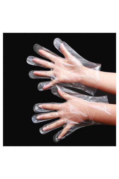 Перчатки полиэтиленовые одноразовые 50 пар (100шт), размер М (средний), 6 мкм Перчатки полиэтиленовые одноразовые 50 пар (100шт), размер М (средний), 6 мкм