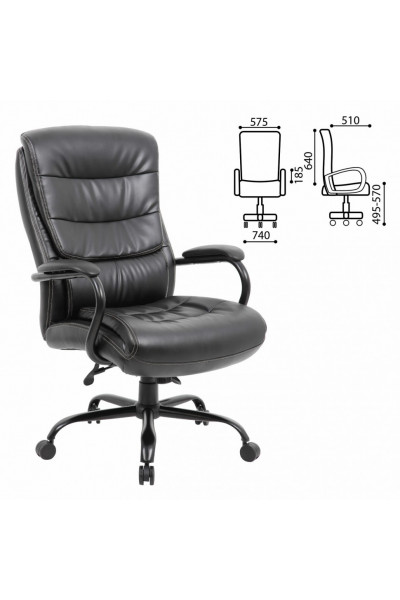 Кресло руководителя Brabix Premium Heavy Duty HD-004 до 200 кг, экокожа, черное 531942 Кресло руководителя Brabix Premium Heavy Duty HD-004 до 200 кг, экокожа, черное 531942
