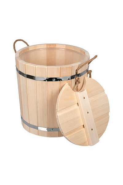 Запарник Банные Штучки С легким паром, с пластиковой вставкой и крышкой, липа 13 л 31142