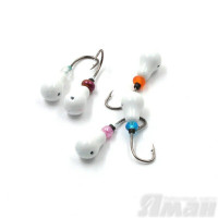 Мормышка литая Яман Груша, 0,5 г, Kumho №26, цвет бел. с/накопит. (5 шт.) Я-МР1245БС