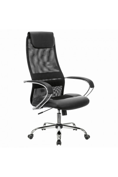 Кресло офисное Brabix Premium Stalker EX-608 CH сетка/ткань/кожзам, черное 532091